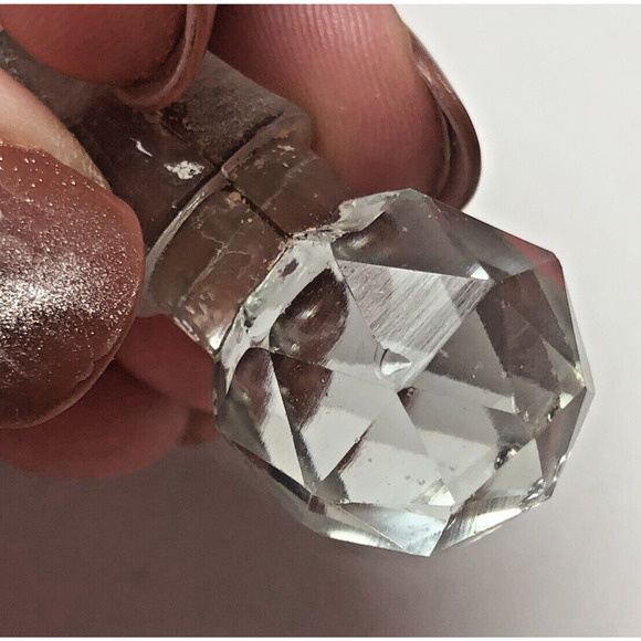 Flashed Cranberry Cut to Clear Vintage Perfume Bottle w/ Stopper Bohemian Glass - Picture 8 of 8